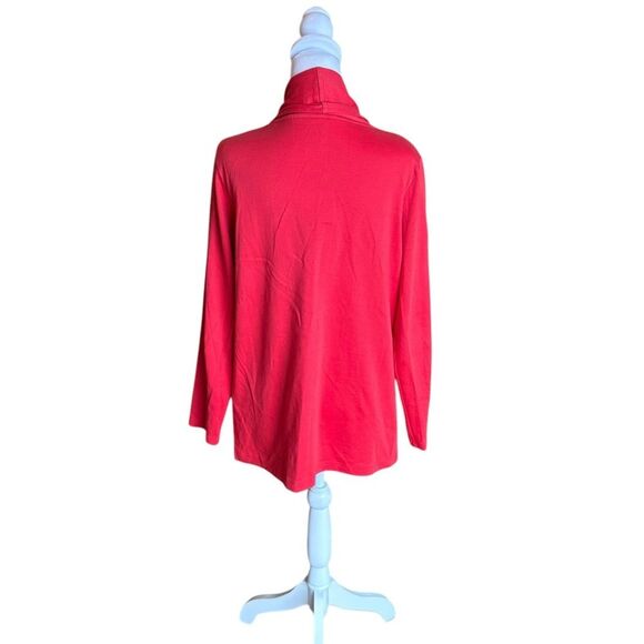 LL Bean Open Front Shawl Cardigan Sweater Supima Cotton Women Large Red - Picture 2 of 8